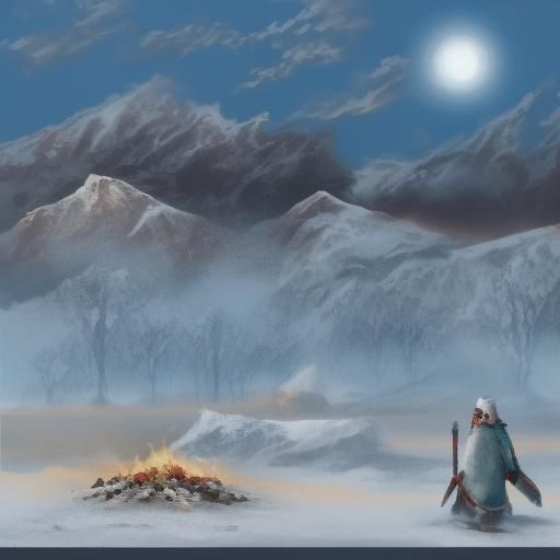 Mongolian Shaman by Bonfire in Dark Leather