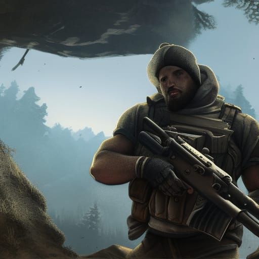 M4 Rifle Held by Man in 3D Game Style