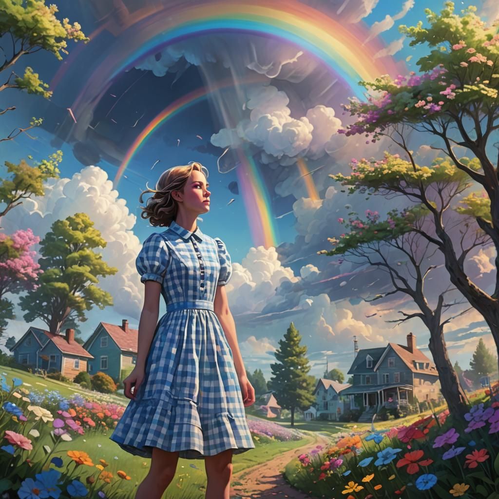 Rainbow Tornado Fantasy Landscape in Stylized Realism