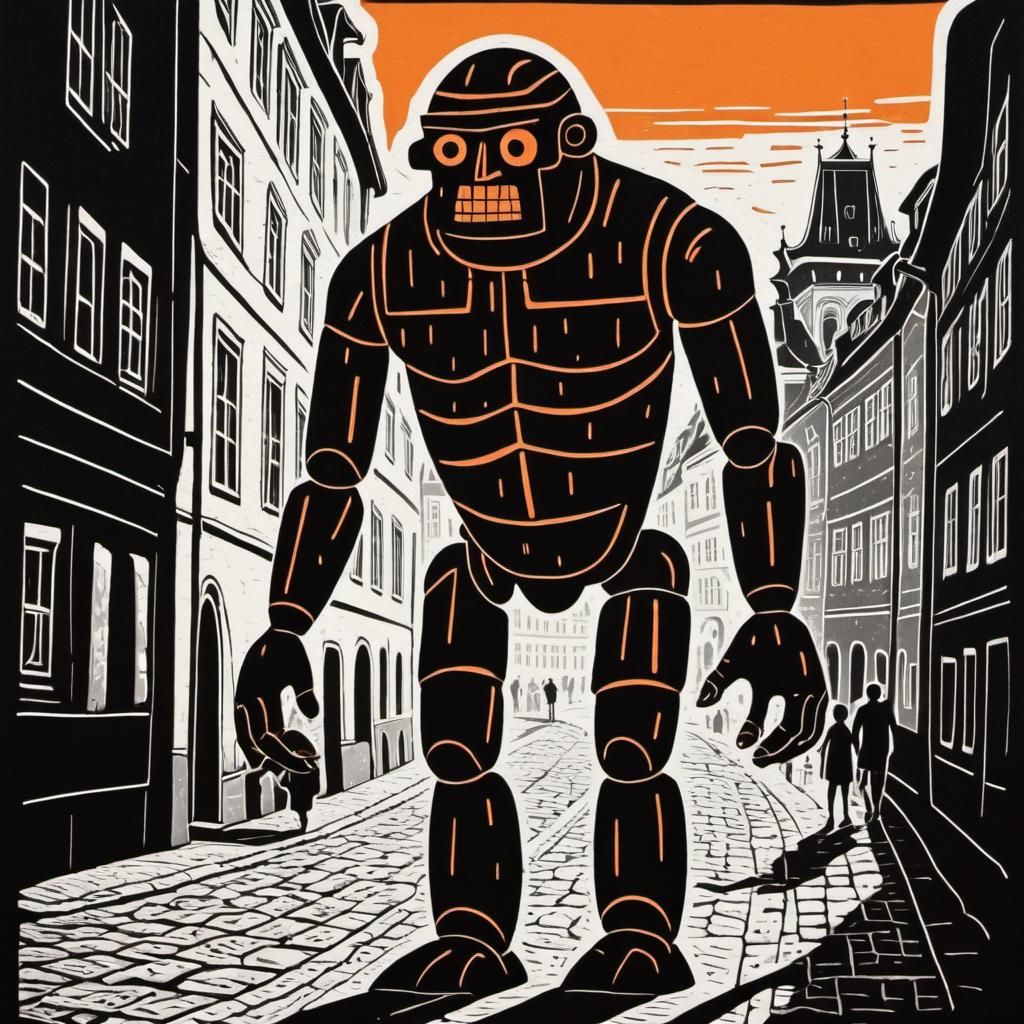 Golem in the streets of Prague