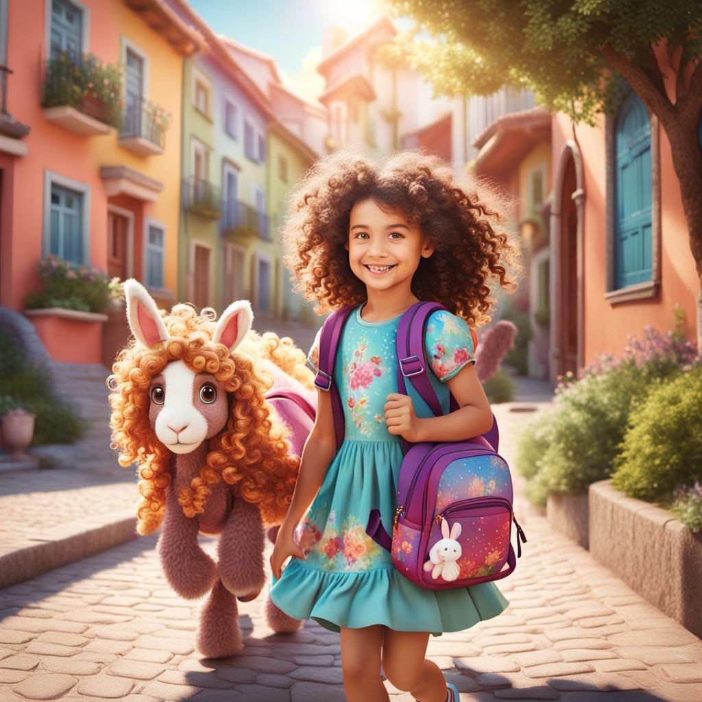 Girl with Bunny in Whimsical Digital Painting