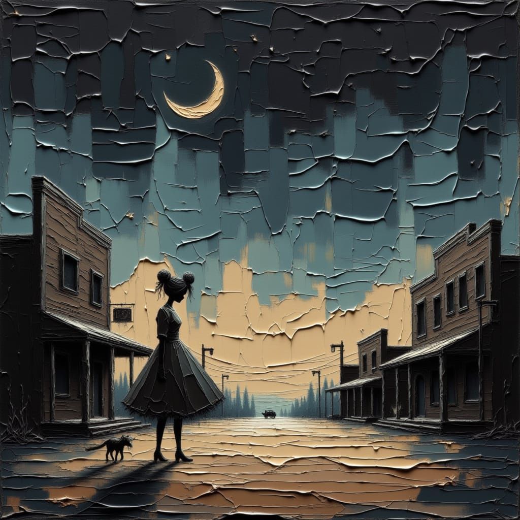 Desolate Ghost Town at Twilight