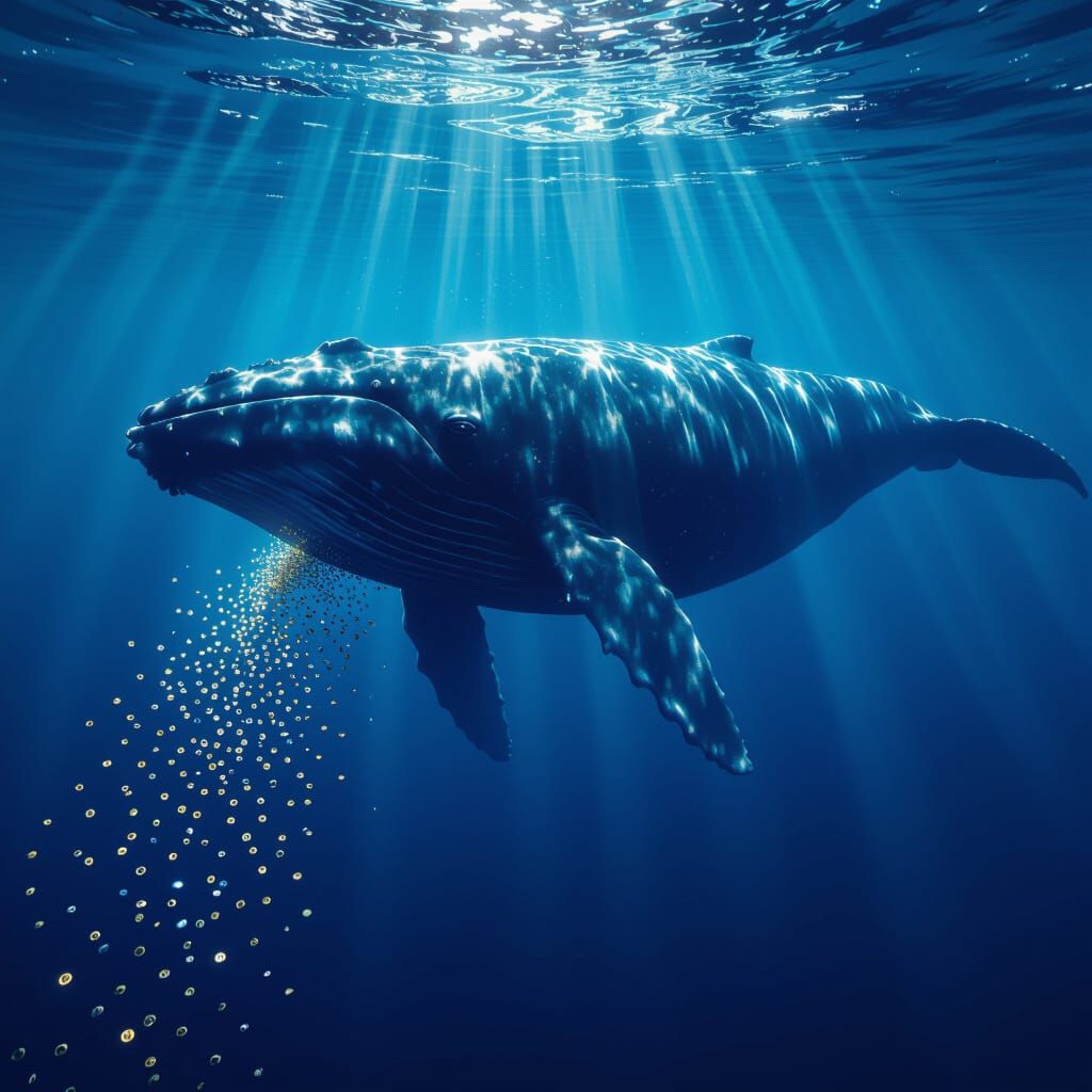Colossal Blue Whale Swallows Bitcoin in Deep Ocean