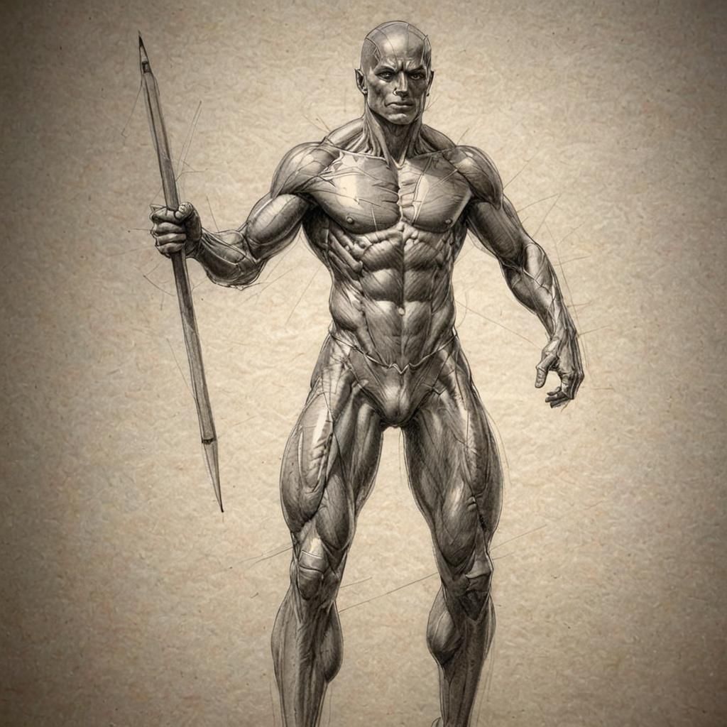 Pencil Sketch of Male Form in Quietude