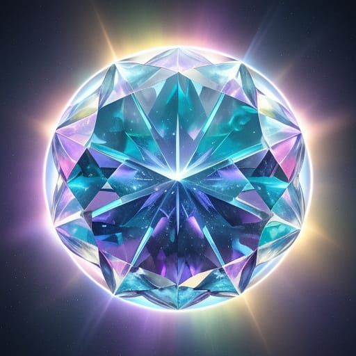 Ethereal Multicolored Crystal in Dreamlike Setting