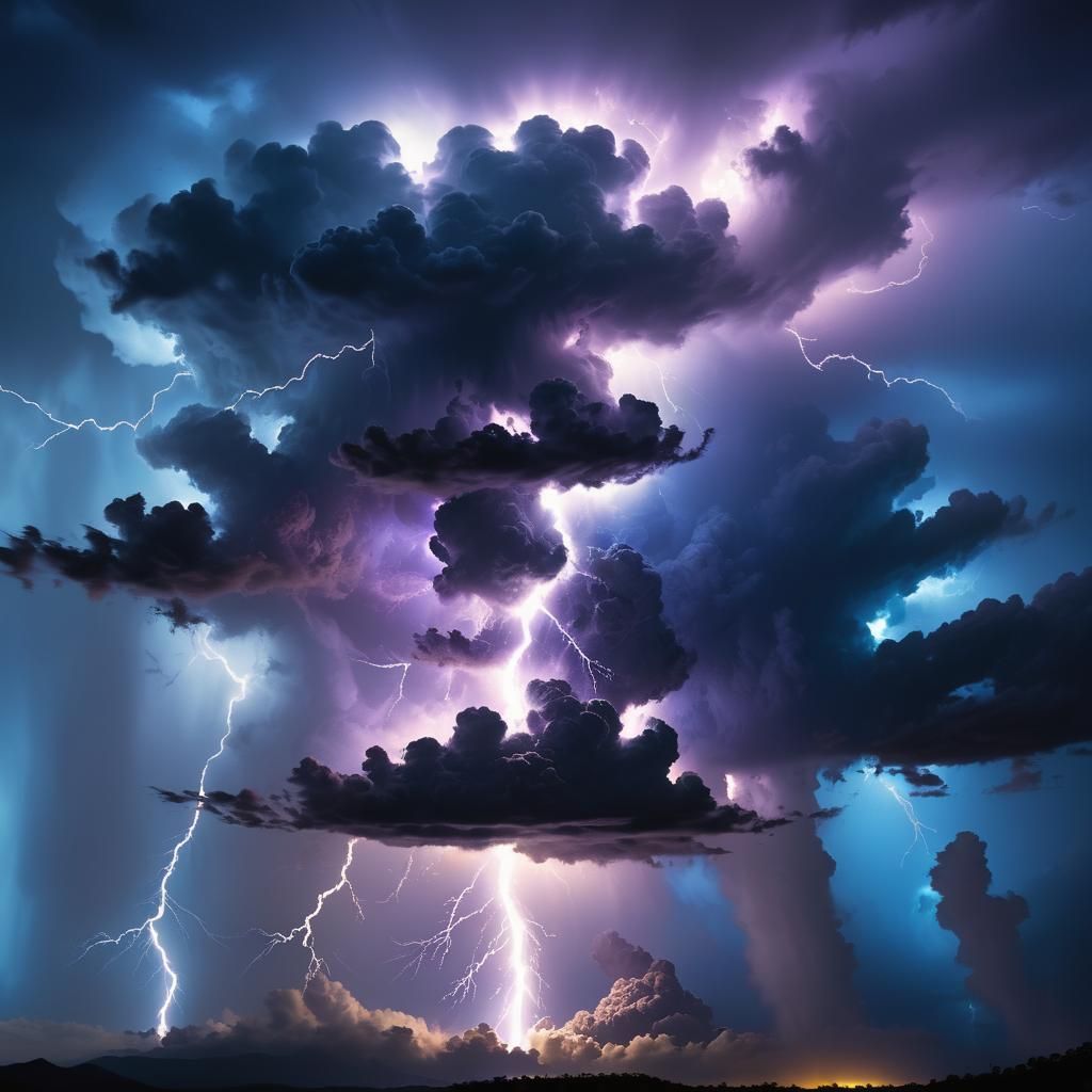 Dramatic Lightning Illuminates Stormy Sky: Cinematic Still