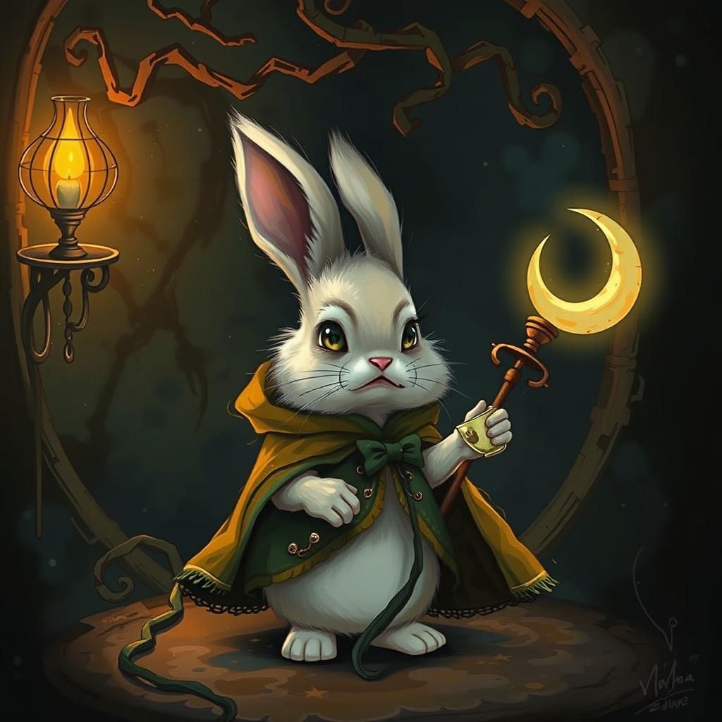 Sinister Anime Bunny with Tea Cup in Manga Style