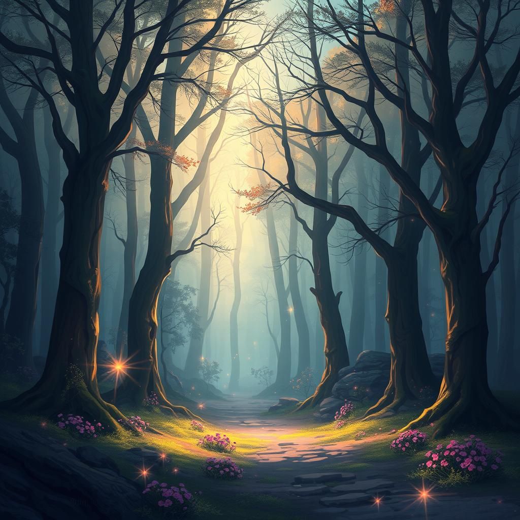 Glowing Enchanted Forest Digital Painting