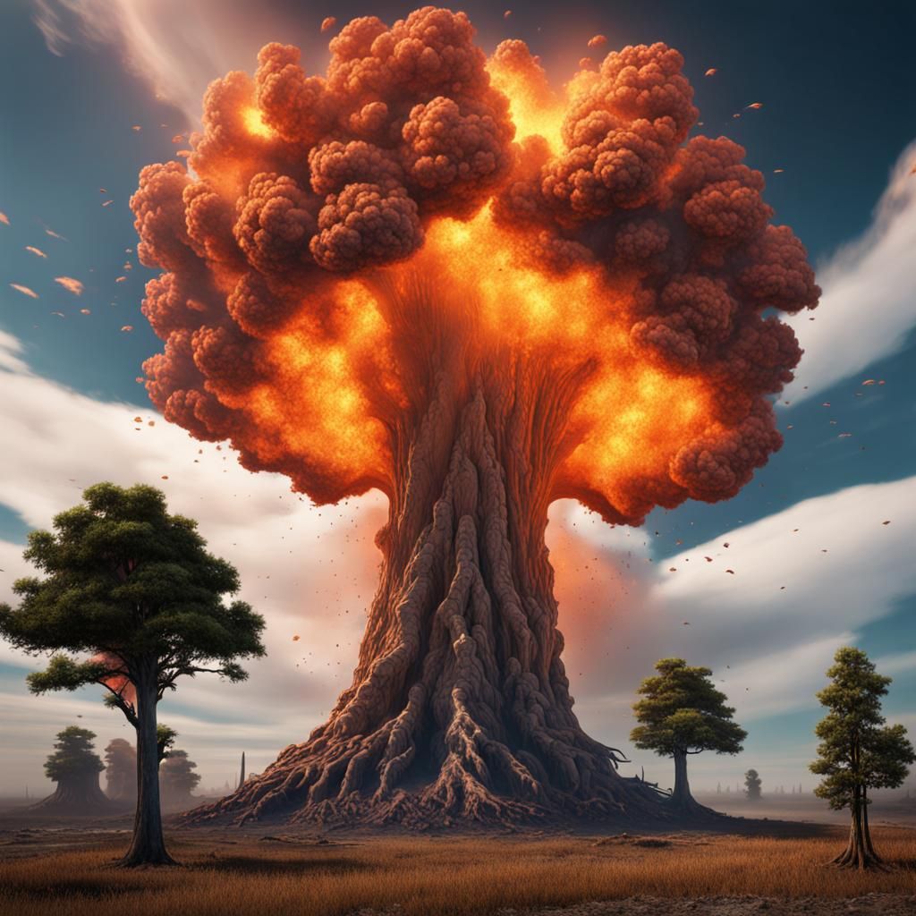 Cypress Tree Nuclear Explosion: Fantasy Concept Art