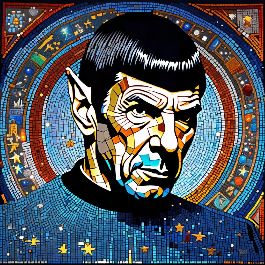 Leonard Nimoy as Spock in Hyperdetailed Mosaic