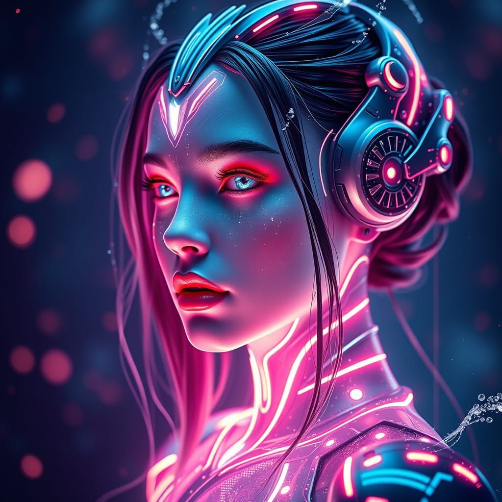 Ethereal Futuristic Goddess in Radiant Pink