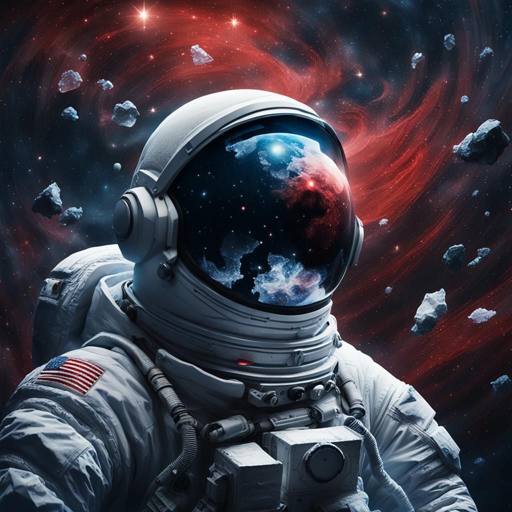 Surreal Astronaut Lost in a Bleak Moonscape