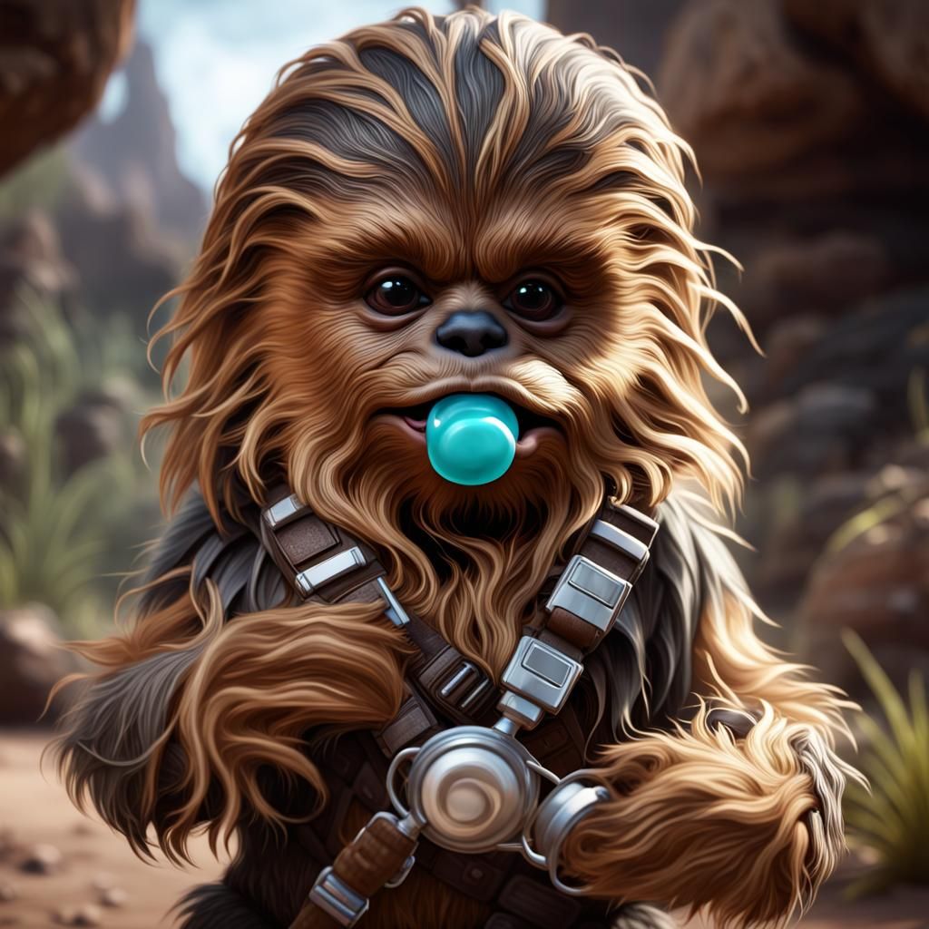 Adorable Baby Chewbacca with Pacifier: Artstation Quality