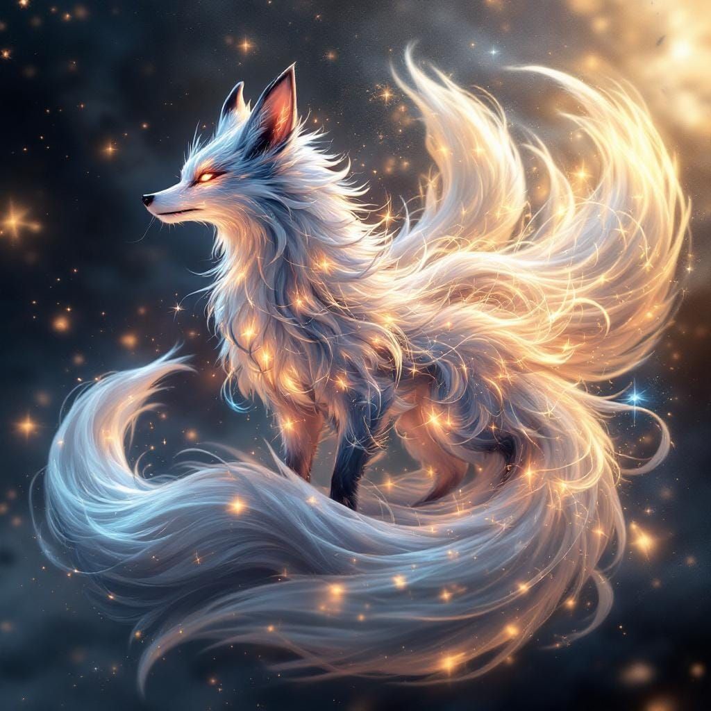 Majestic Nine-Tailed Fox in Anime Style
