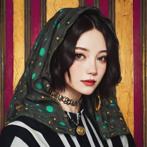 Surrealist Metalwork: An Oil Painting in Klimt Style