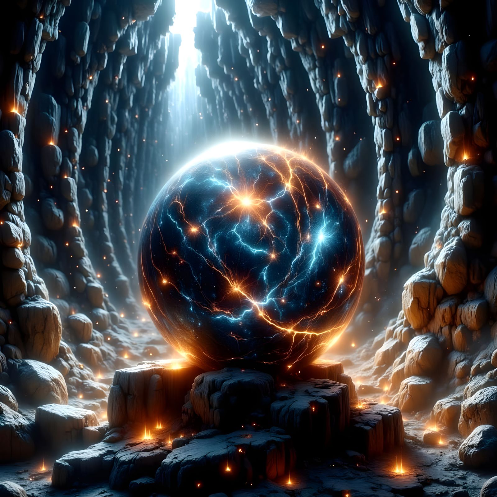 Vast Glass Orb Containing Cosmos in Vibrant Watercolor Style