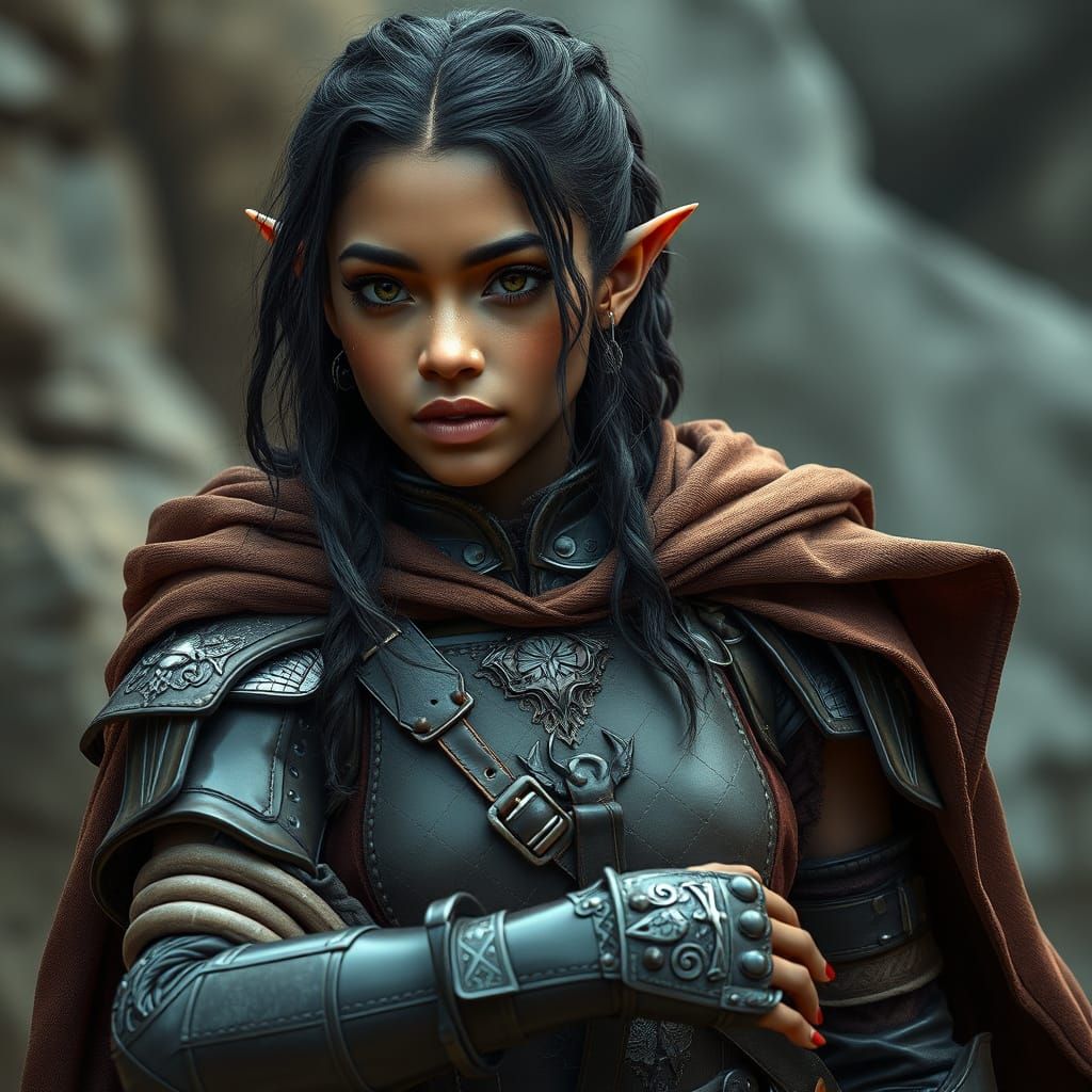 Rihanna as Half-Elf in Medieval Armor