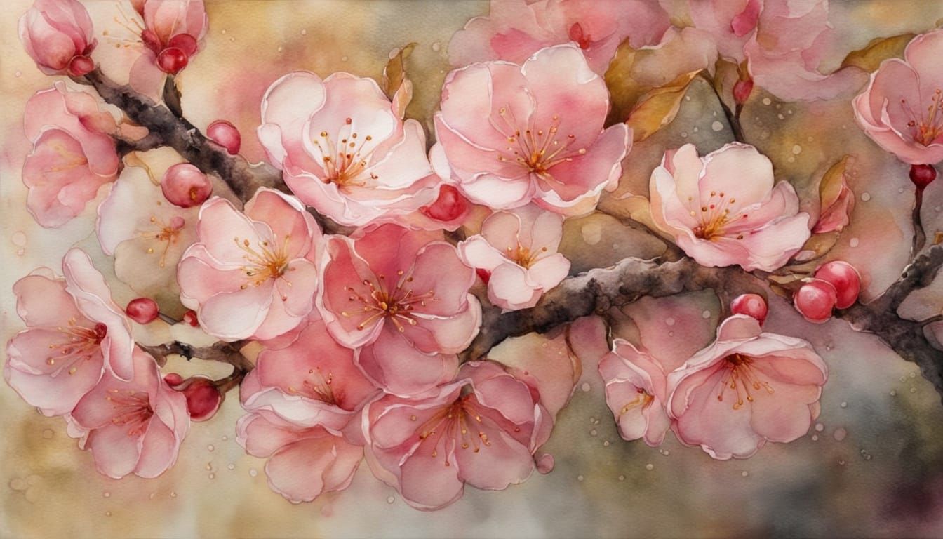 Soft Focus Cherry Blossom in Warm Golden Light