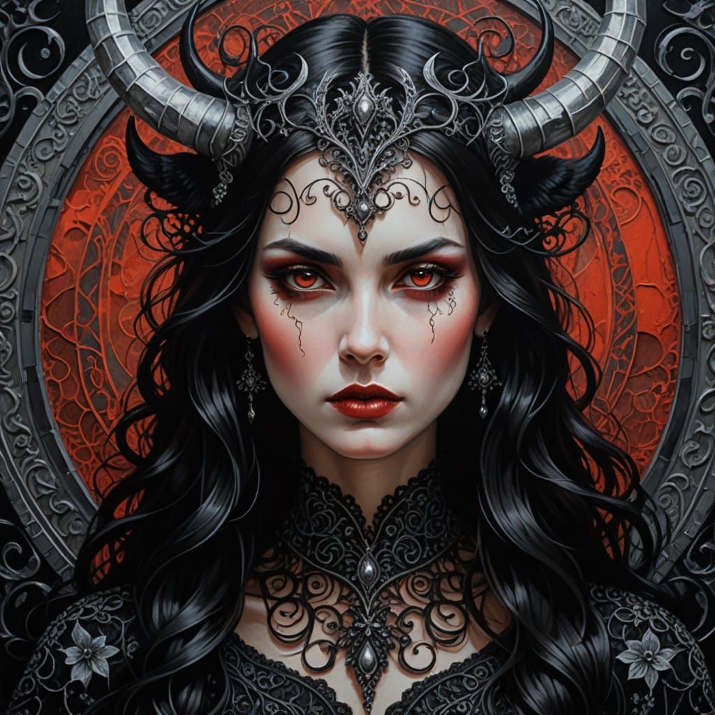 Ethereal Lilith in Gothic Impasto