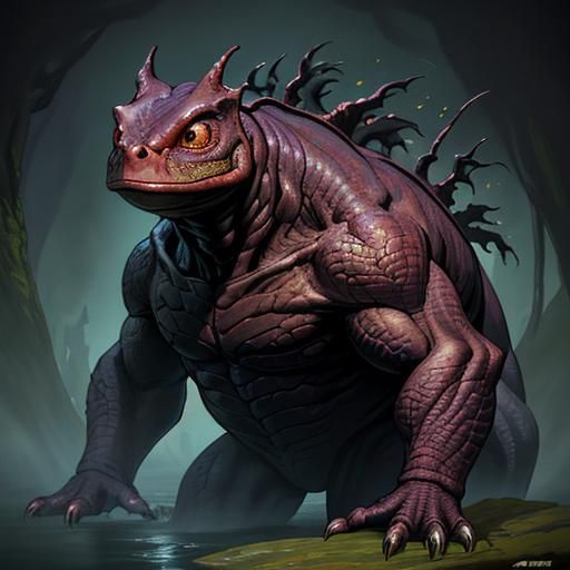 Friendly Salamander Creature in Detailed Matte Painting