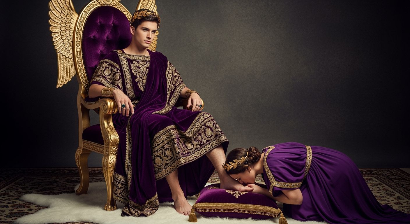 Young Emperor on Throne in Regal Splendor