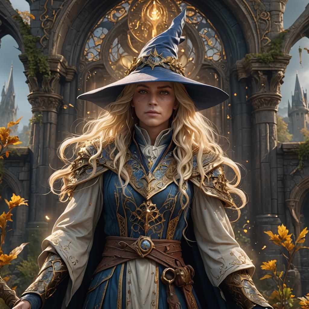 Blonde Wizard in Detailed Matte Painting Style