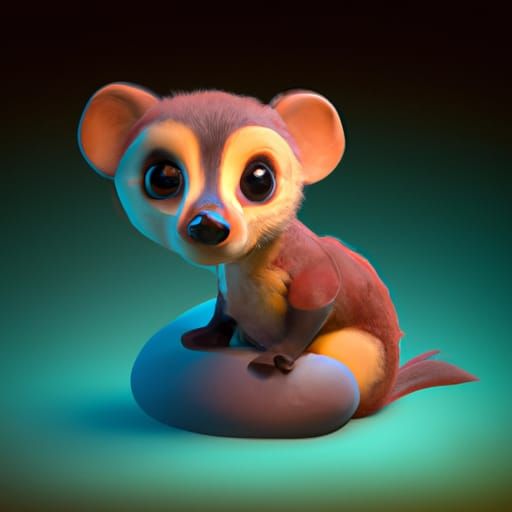 Adorable Baby Weasel in 3D Digital Art