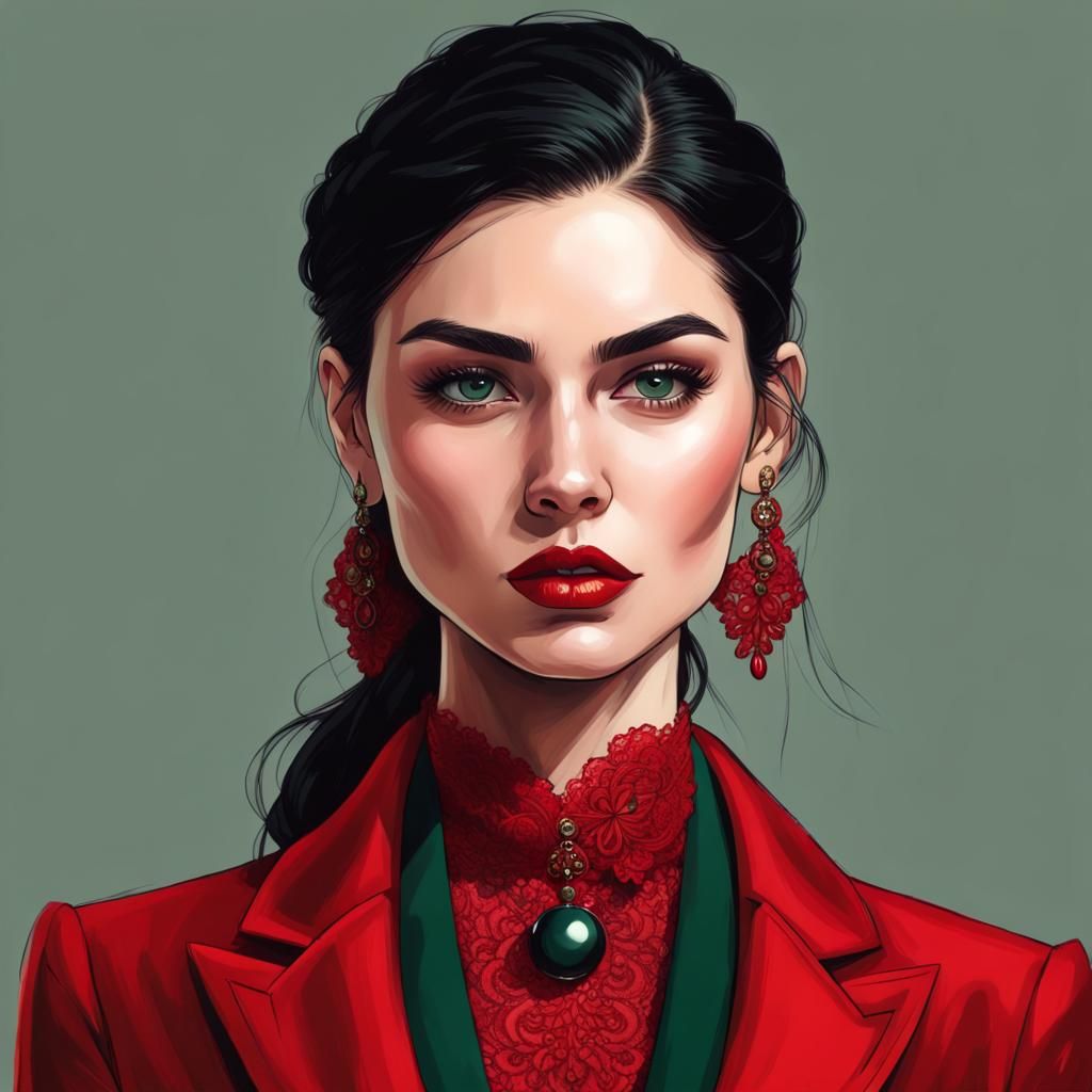 Elegant Model in Red Lace: A Professional Portrait