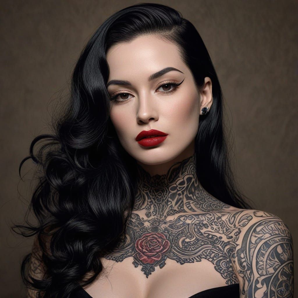 Ethereal Vampire Goddess in Yakuza-Inspired Bodysuit