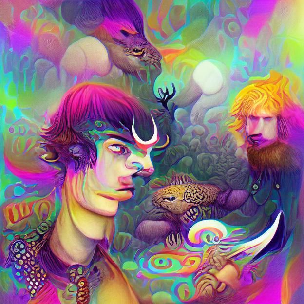 Psychedelic Fantasy Illustration of Nimrod as Hunter