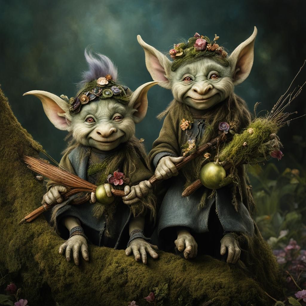 Whimsical Fantasy Trolls in Fairytale Style