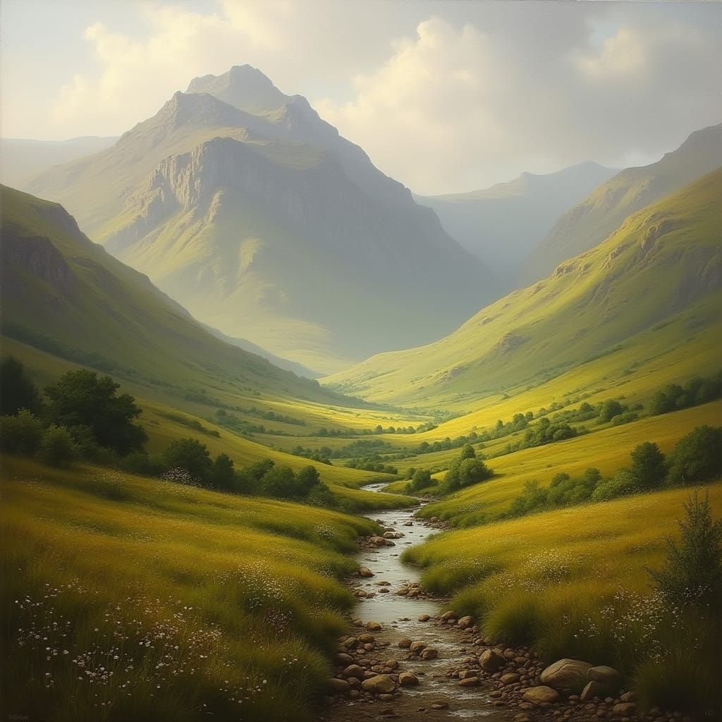 Serene Welsh Landscape with Snowdon Mountain in the Distance