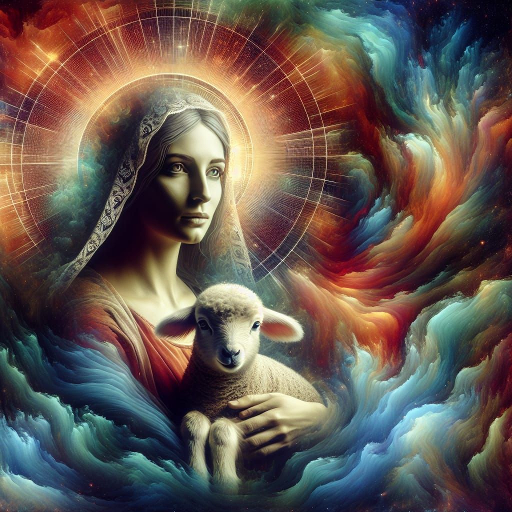 Holy Mary with Lamb in Fantasy Concept Art