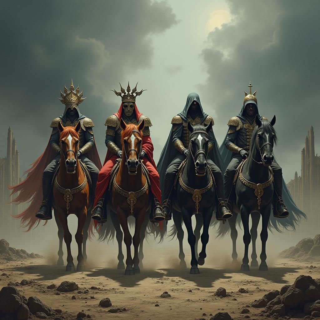 Four Horsemen of the Apocalypse in Dark Surrealism