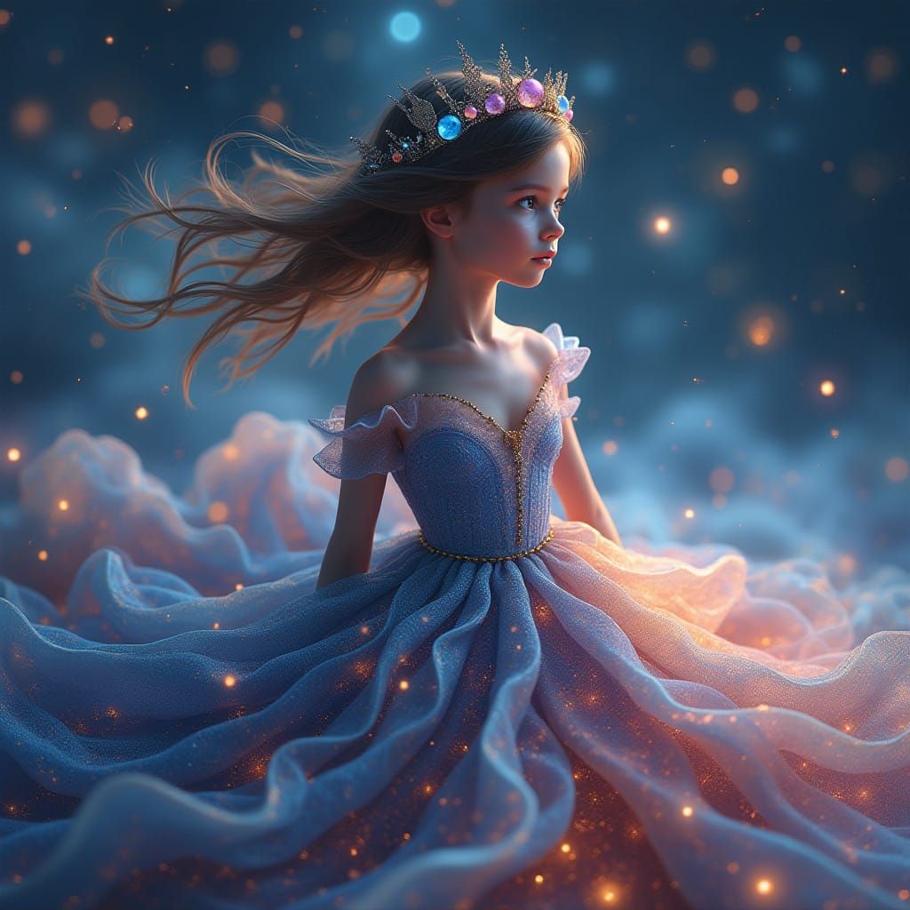 Celestial Angel in Resplendent Cosmic Gown