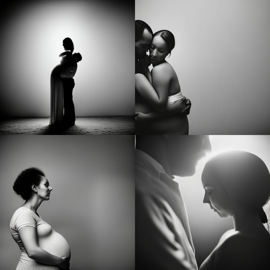 Intimate Portrait: Man Kisses Pregnant Woman's Belly