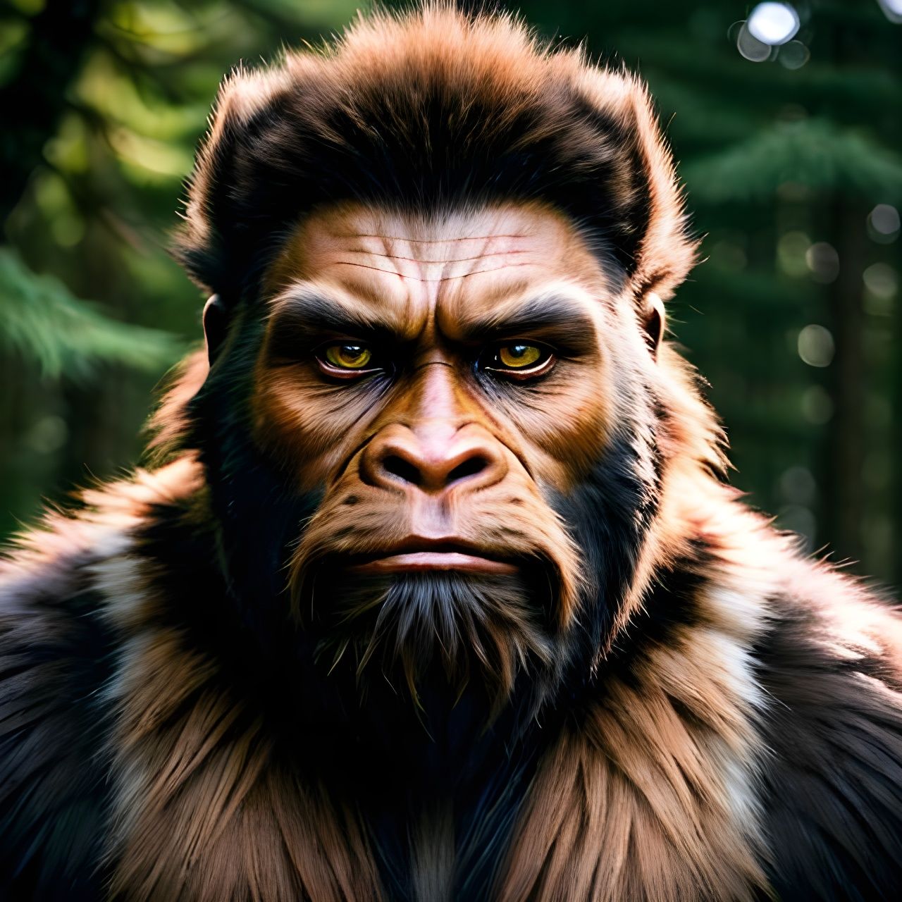 Intense Sasquatch Portrait in Hyperdetailed Photography