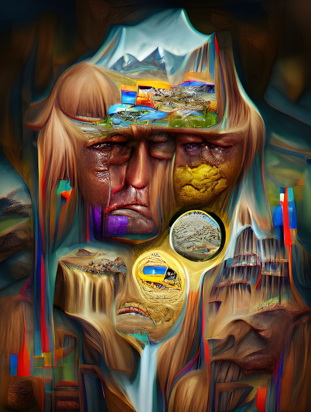 Sad Face in Golden Age Maximalist Style