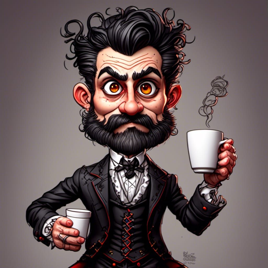 Comical Caricature of a Man in 1800s Formal Wear