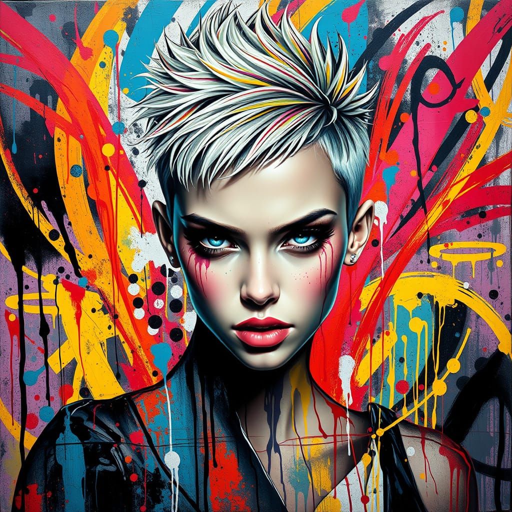 Graffiti Goddess Emerges in Vibrant, High-Contrast Art