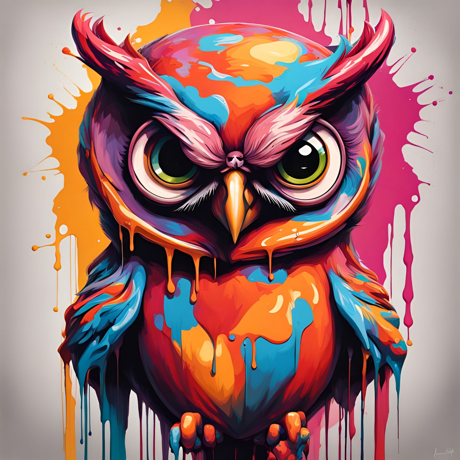 Owl with Tootsie Pop: Graffiti Street Art