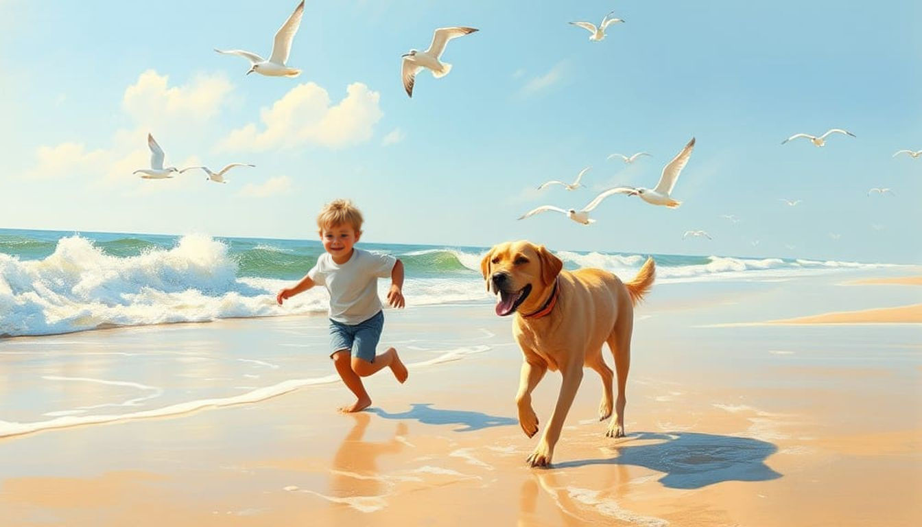 Joyful Morning at the Beach in Expressionist Style