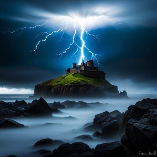 Lovecraftian Storm Giant in Dramatic Lighting