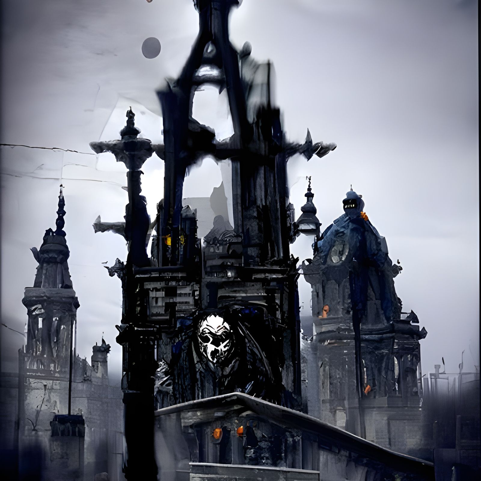 Ominous Gothic Metropolis Under Moonlight