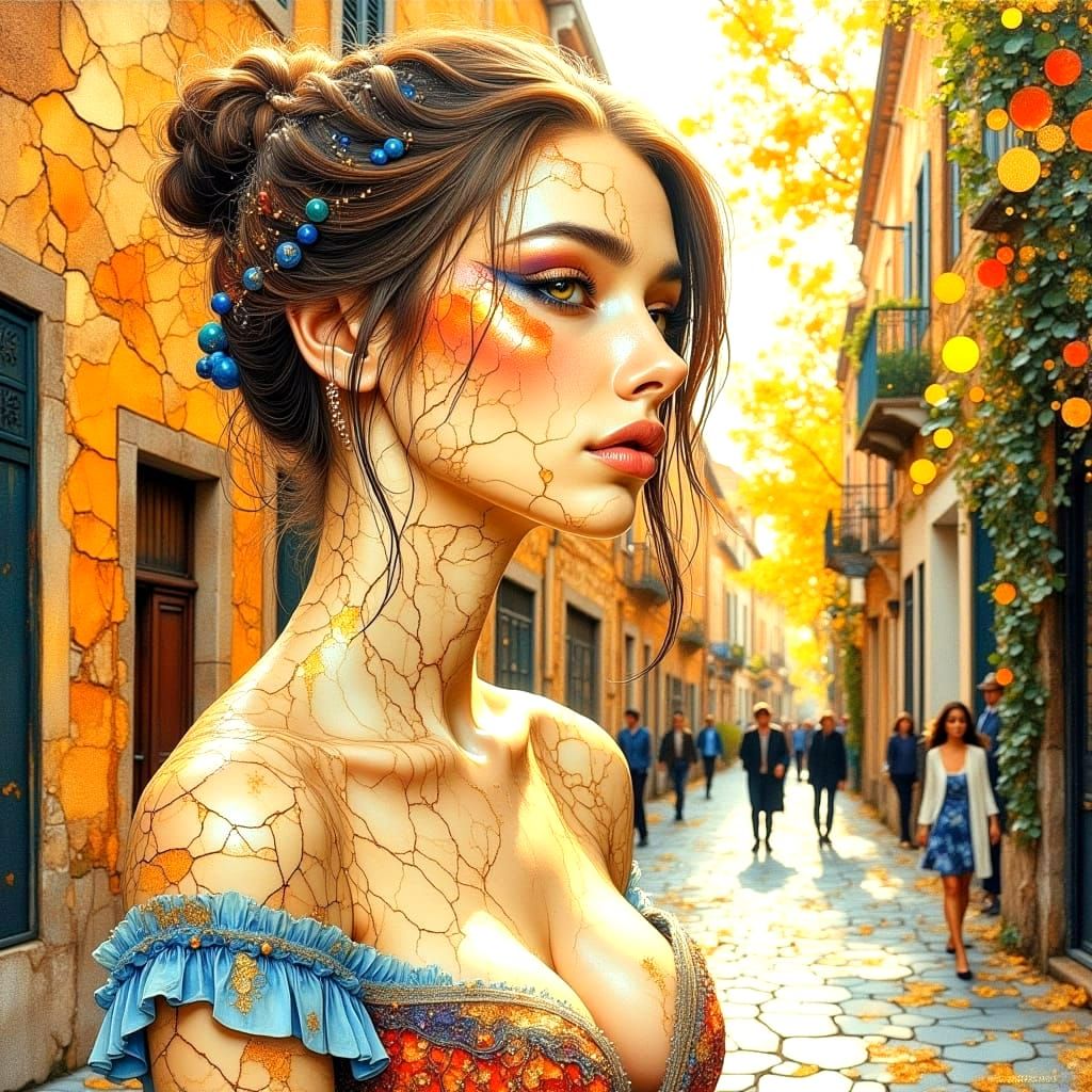 Romantic Portrait in Whimsical Watercolor Style