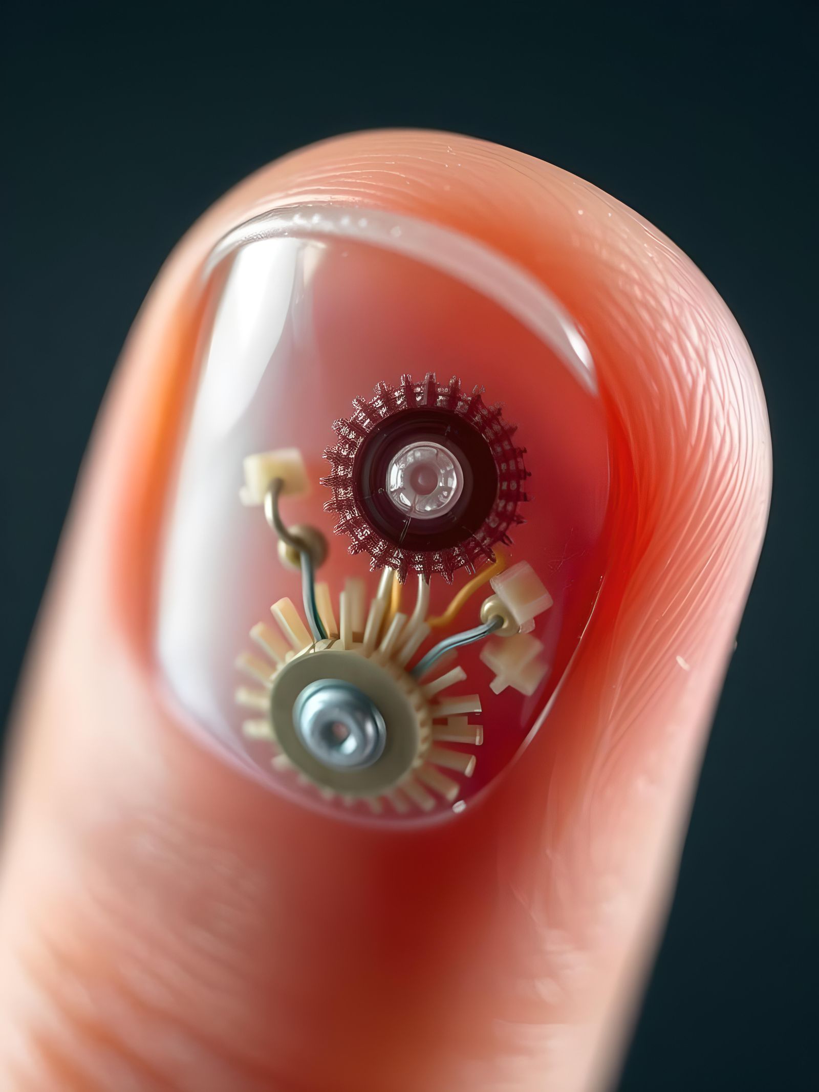 Gears and Wiring Underneath a Fingernail