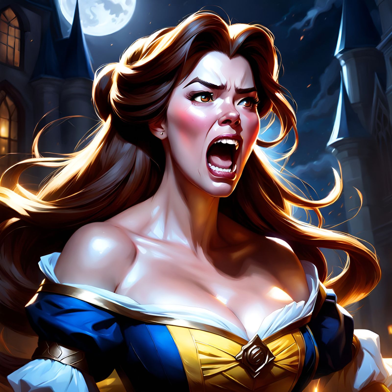 Belle Portrait: An Angry Princess in Digital Art Style