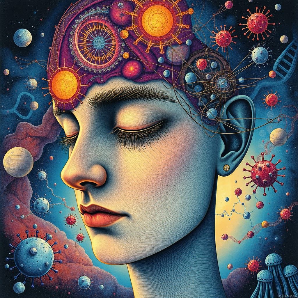 Surreal Durer-Inspired Portrait in Cosmic Colors