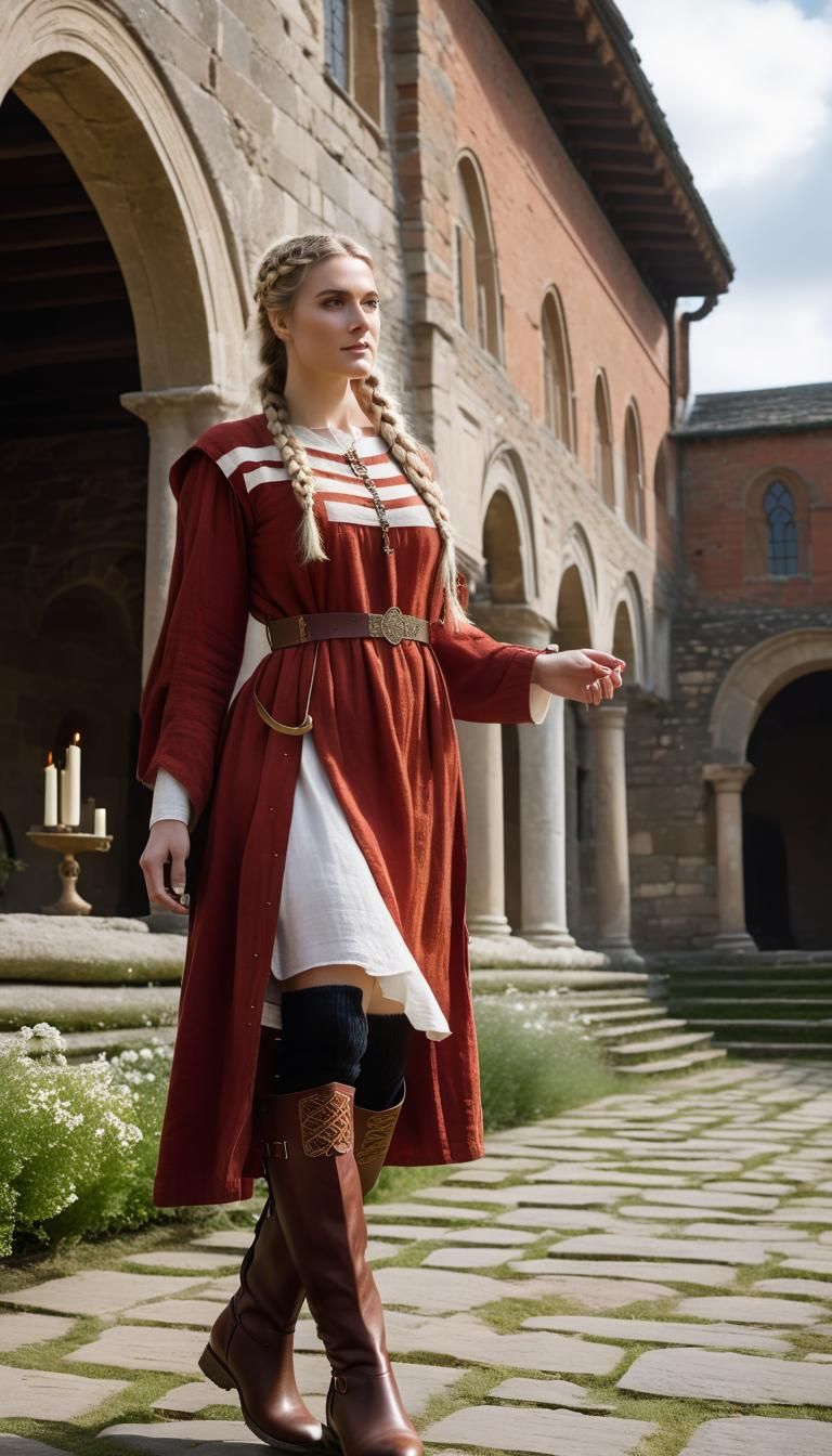 Anglo-Saxon Noblewoman in Palace Courtyard