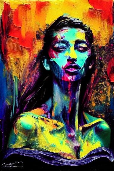 Dark Fantasy Portrait in Impasto Grunge Style